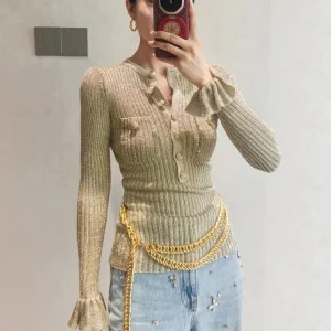 High-End Women's Knitted Top with Belt And Flared Sves for Autumn Winter Simple Commute Sle Medium Softn Long Sve - AliExpress Sweaters&Jumpers