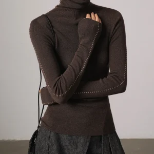 Vimore Silk-Like Wool Knitted Slim Fit Base irt Color Blo Embroidery High Collar Autumn Winter Women's Faion Thermal Top - AliExpress Sweaters&Jumpers