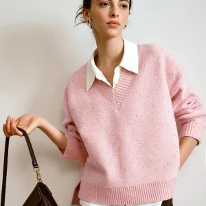 OLrain Vintage Sle Loose Knitted V-Ne Beaded Sweater Women's Autumn New Faion Polyester Fiber Long Sve Top - AliExpress Sweaters&Jumpers