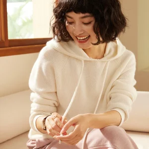 Women's 100% cashmere sweater winter new style hooded collar thickened pullover tops casual solid warm Jumper base loose Blouse - AliExpress Sweaters&Jumpers