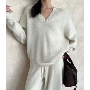 Areteak Lazy Sle V-Ne Knitted Sweater Women's Loose Long Sve Casual mat Woolen Top Comfortable Breathable - AliExpress Sweaters&Jumpers