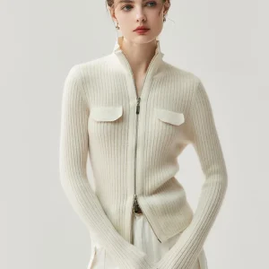 Women's Turtleneck Autumn Winter Cashmere Cardigan Sweater Double-end Zippers Fake Pocket Decoration Slim 100% Cashmere Knitwear - AliExpress Sweaters&Jumpers