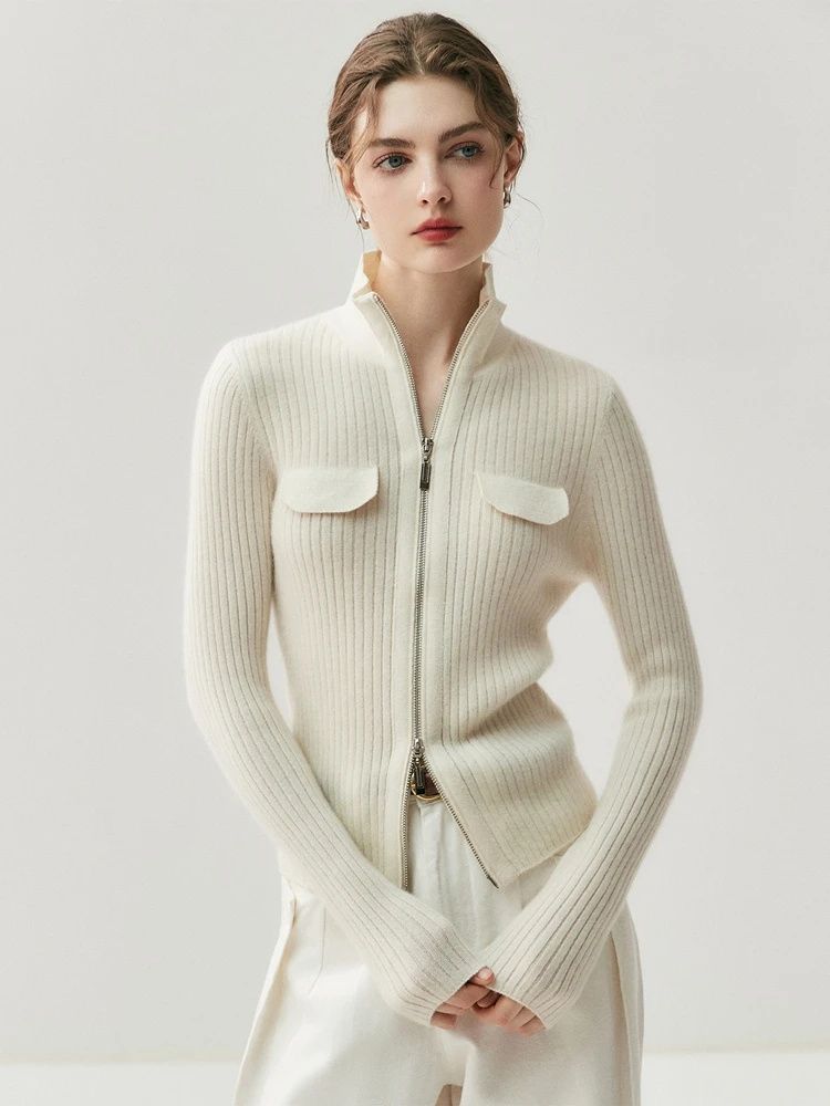Women's Turtleneck Autumn Winter Cashmere Cardigan Sweater Double-end Zippers Fake Pocket Decoration Slim 100% Cashmere Knitwear - AliExpress Sweaters&Jumpers