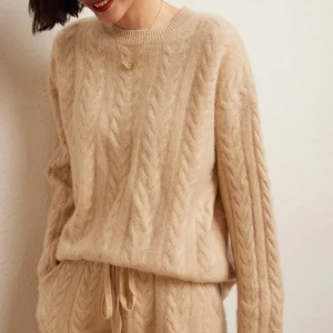 Women Round Collar Pullover 100% Goat Cashmere Sweater Autumn Winter Thick Twist Cashmere Knitwear Casual Loose Clothing Tops - AliExpress Sweaters&Jumpers