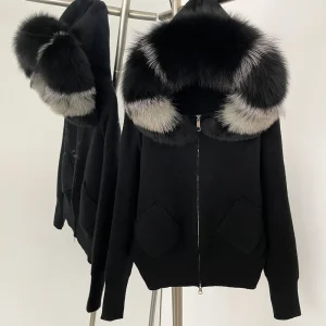 Cardigan Fashion Autumn Winter Clothes Female Hooded Big Real Fox Fur Collar Fashion Short Knitted Jacket Natural Fur Coat Women - AliExpress Sweaters&Jumpers
