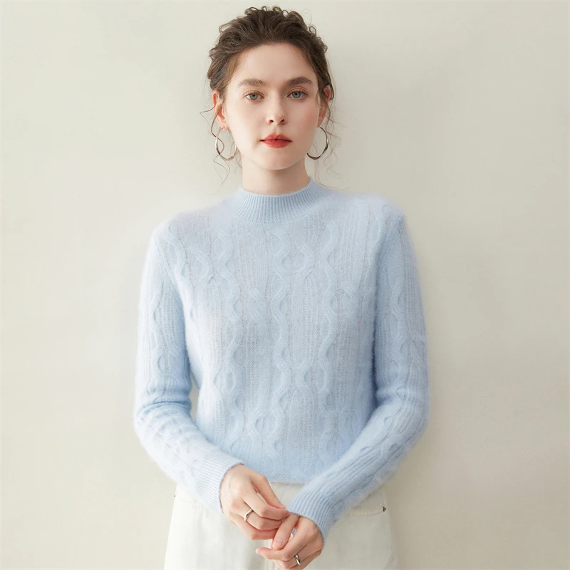 Women 100% Cashmere Pullover Sweater New Fashion Autumn Winter Knitwear Clothes O-neck Soft Thick Tops Female Cable Knit Jumper - AliExpress Sweaters&Jumpers