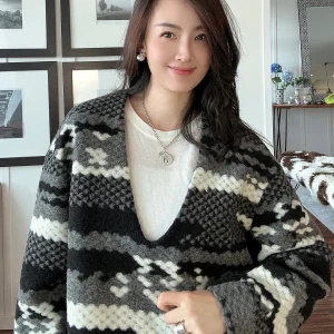 Women's Artistic Wool Knitwear Deep V-ne Pullover Sweater Casual Loose Fit Long Sve Polyester Blend Thermal Top - AliExpress Sweaters&Jumpers
