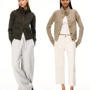 Firstfloor Ladies Cotton Knitted Jaet Double Sided High Elastici Stand Collar ort Outerwear Casual Sle Stand Fit - AliExpress Sweaters&Jumpers