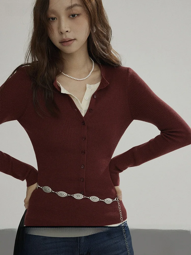 Joli Choose Red V-Ne Long Sve Knitted Sweater Women's Slim Fit Fake Two-Piece Design Casual Sle Autumn Faion - AliExpress Sweaters&Jumpers