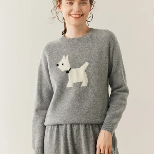 TLOML Women's 100% Cashmere Sweater O-neck Hand Embroidered Cartoon Dog Pullover Autumn Winter Soft Thick Cashmere Knitwear Tops - AliExpress Sweaters&Jumpers