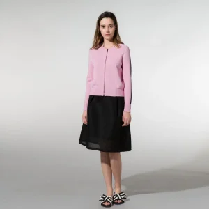 Spring Themed Thin Knitted Baseball Collar Zipper Long Sve Open Cardigan Pink Color Women's Faion Spring Season Garment - AliExpress Sweaters&Jumpers