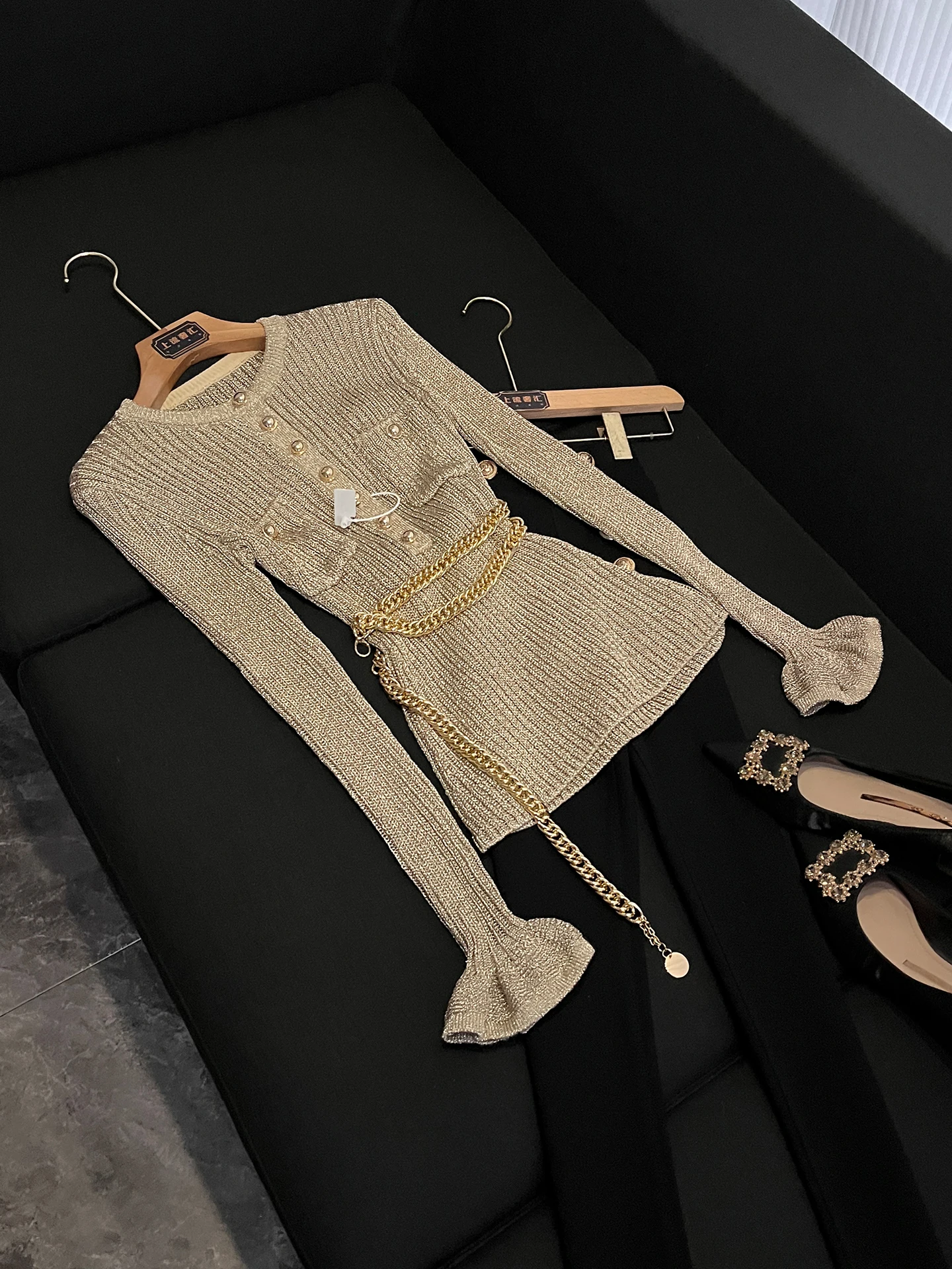 Ele Sle Slim Fit Knitted Sweater Women's round Ne Single Button Chain Design Faionable Versatile Long Sve Top - AliExpress Sweaters&Jumpers
