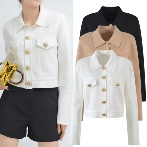 High-End Parisian Lady Sle Gold Bule Retro Casual Women's Knitted Cardigan ort Outerwear Casual Sle Long Sve - AliExpress Sweaters&Jumpers