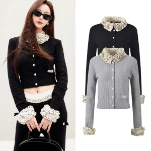 Spring 2025 Early Ele ort Top Sequin Polka Dot Splice Ne Sve Faionable Commute Sle Ultra Thin iny Tead Kni... - AliExpress Sweaters&Jumpers