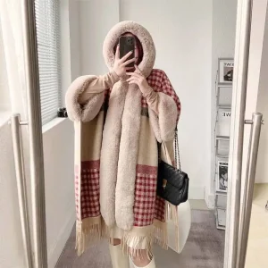 Upgrade Thicken Fashion Faux Rabbit Fur Coat Cape Hooded Women Winter Loose Wool Blends Cloak Long Overcoat Veet Lining Warm - AliExpress Sweaters&Jumpers