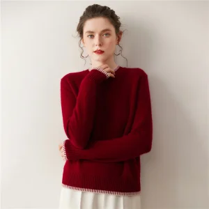 Female O-Neck Pullover Sweater 100% Cashmere Sweater Women Vintage Autumn Winter Pullover Warm Knitted Basic Inside Join Clothes - AliExpress Sweaters&Jumpers