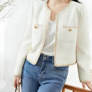 Chenyun Fraant Wind ort Jaet Women's Spring Autumn New Classic Small Size round Ne White Top Commute Sle Polyester ... - AliExpress Sweaters&Jumpers