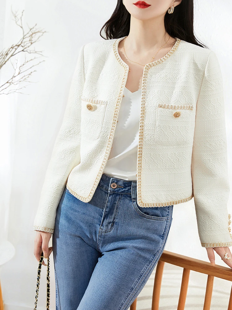 Chenyun Fraant Wind ort Jaet Women's Spring Autumn New Classic Small Size round Ne White Top Commute Sle Polyester ... - AliExpress Sweaters&Jumpers