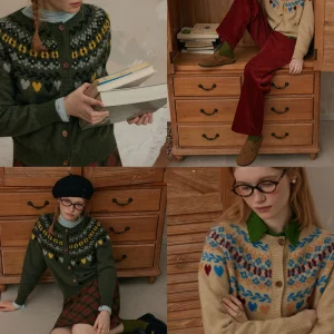 Rina Berry Vintage Loose Women's Knitted Cardigan Autumn Winter Soft Floral Embroidery Casual Sle Long Sve round Ne - AliExpress Sweaters&Jumpers
