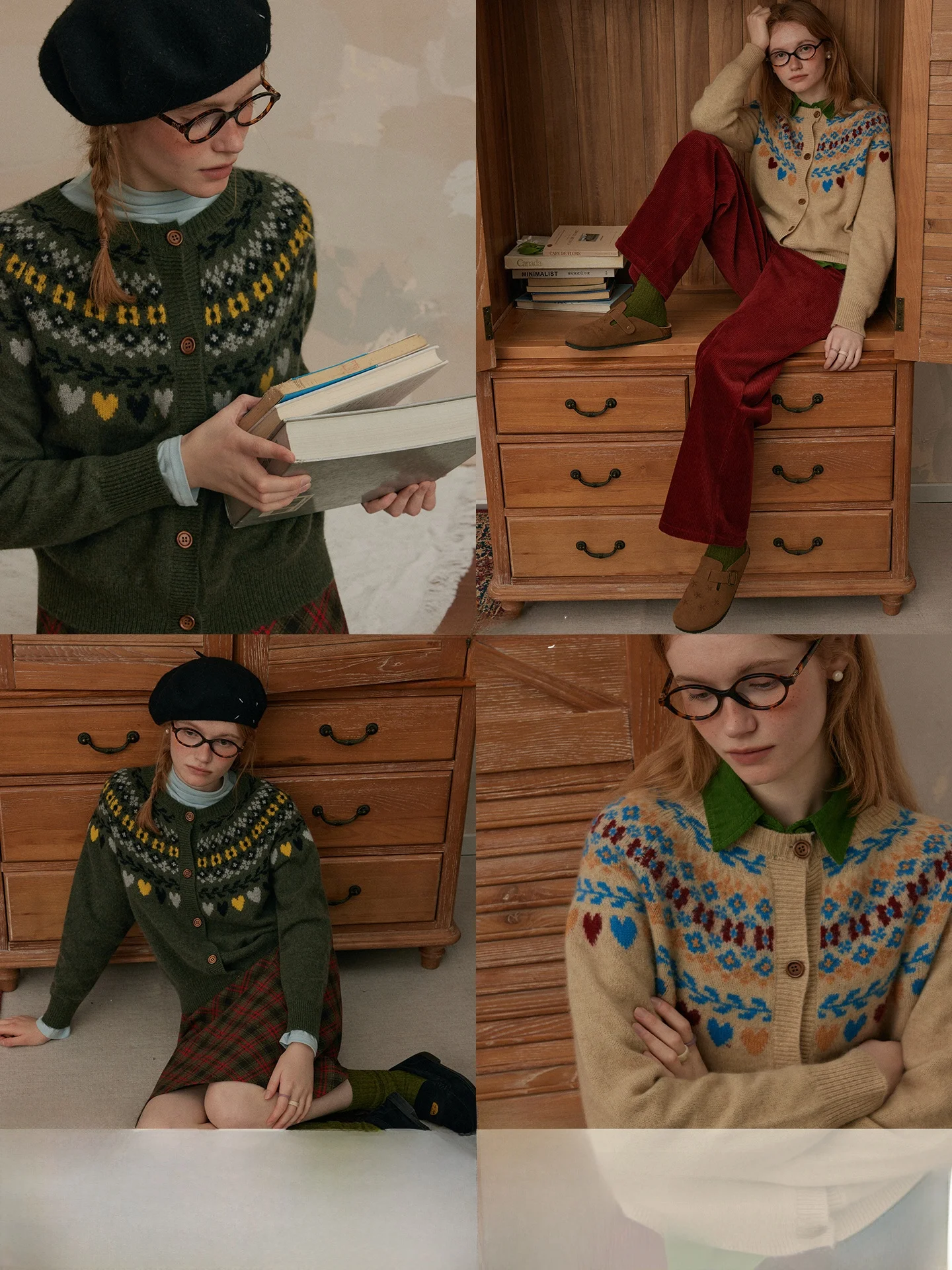 Rina Berry Vintage Loose Women's Knitted Cardigan Autumn Winter Soft Floral Embroidery Casual Sle Long Sve round Ne - AliExpress Sweaters&Jumpers