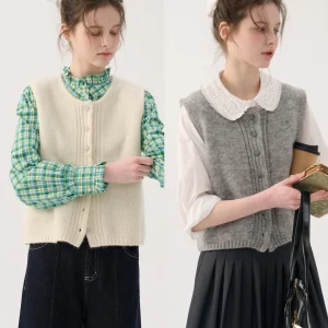 Sullenger Women's Cardigan Sweater Vest round Ne Alpaca Wool Spring Soft French Sle Single Button Layering Two Colors - AliExpress Sweaters&Jumpers