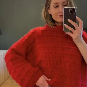 Round neck fluffy pullover casual loose jacket oversized jacket hand woven Chinese red thick thread knitted sweater new style - AliExpress Sweaters&Jumpers