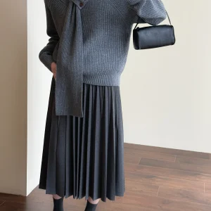 Comfortable Loose Long Sve Knitted Sweater with Detachable Scarf Women's Soft Woolen Casual Newear Tasyavan Lazy Sle - AliExpress Sweaters&Jumpers