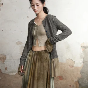 ONMOON 2024 Autumn Simple Silk Splice Long Sve Knitted Cardigan Women's Romantic Outerwear ort Coat Original Design Stan... - AliExpress Sweaters&Jumpers