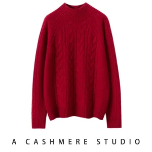 CHICUU Autumn Winter Women's 100% Cashmere Sweater Thickness Mock Neck Cable Knit Pullover Cashmere Knitwear Heavyweight Tops - AliExpress Sweaters&Jumpers