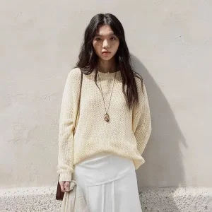 Loose Long Sve Knitted Sweater Women's round Ne Pure Color Korean Sle ForloveNancy Thirteen Rows Spring Summer 2026 - AliExpress Sweaters&Jumpers