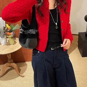 Red Woolen Open Cardigan Sweater Women's Faion Spring 2026 New Sle Agel Knittedwear Soft French Sle id Pattern - AliExpress Sweaters&Jumpers