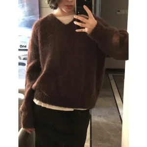 Knitted Sweater V-Ne oulder Insertion Warm Loose Fit Korean Sle Women's Faion Winter New Arrival 2025 - AliExpress Sweaters&Jumpers