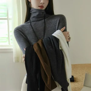 ChillCozy Sl One-Piece 00 Wool Base irt Women's Slim Fit High Collar Knitted Sweater Pure Color Autumn Faion - AliExpress Sweaters&Jumpers