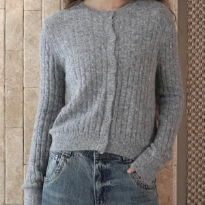 HanOrange 2025 Winter Gentle Single Breasted Fried Dough Twists Knitted Cardigan Women Loose Sweater Top Light Green/Medium Gray - AliExpress Sweaters&Jumpers