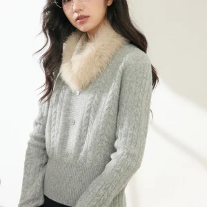 GINNKEE Woolen Knitted Sweater with Fur Collar 00 Wool Twist Knit round Ne oulder Length Casual Sle Long Sve Women'... - AliExpress Sweaters&Jumpers