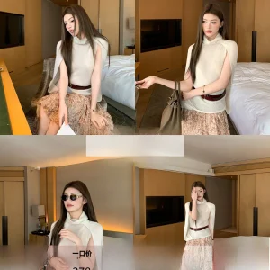 Ele High Ne Knitted Vest Women's Loose Fit Thin Spring Faionable Top Earth Store Beige Versatile Comfortable Nylon - AliExpress Sweaters&Jumpers