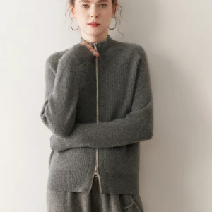 f-High Collar Zipper Knitted Cardigan Women's Stand Collar Loose Sweater Top eep Camere Casual Comfortable Outerwear - AliExpress Sweaters&Jumpers