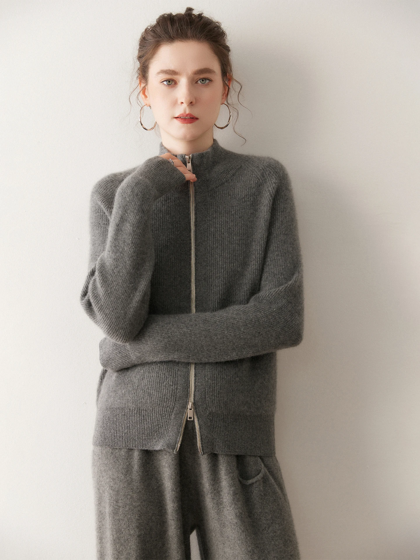 f-High Collar Zipper Knitted Cardigan Women's Stand Collar Loose Sweater Top eep Camere Casual Comfortable Outerwear - AliExpress Sweaters&Jumpers