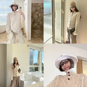 4PRIL Premium 50 Wool Knitted Sweater Double Version Twist Knit Top Stand Collar Cardigan Sle Women's Faion Daily Wear - AliExpress Sweaters&Jumpers