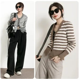 Color Blo Stripe ort Open Cardigan Sweater Women's Outerwear Spring Summer New Sle Petite Ele Top Trendy Faion - AliExpress Sweaters&Jumpers
