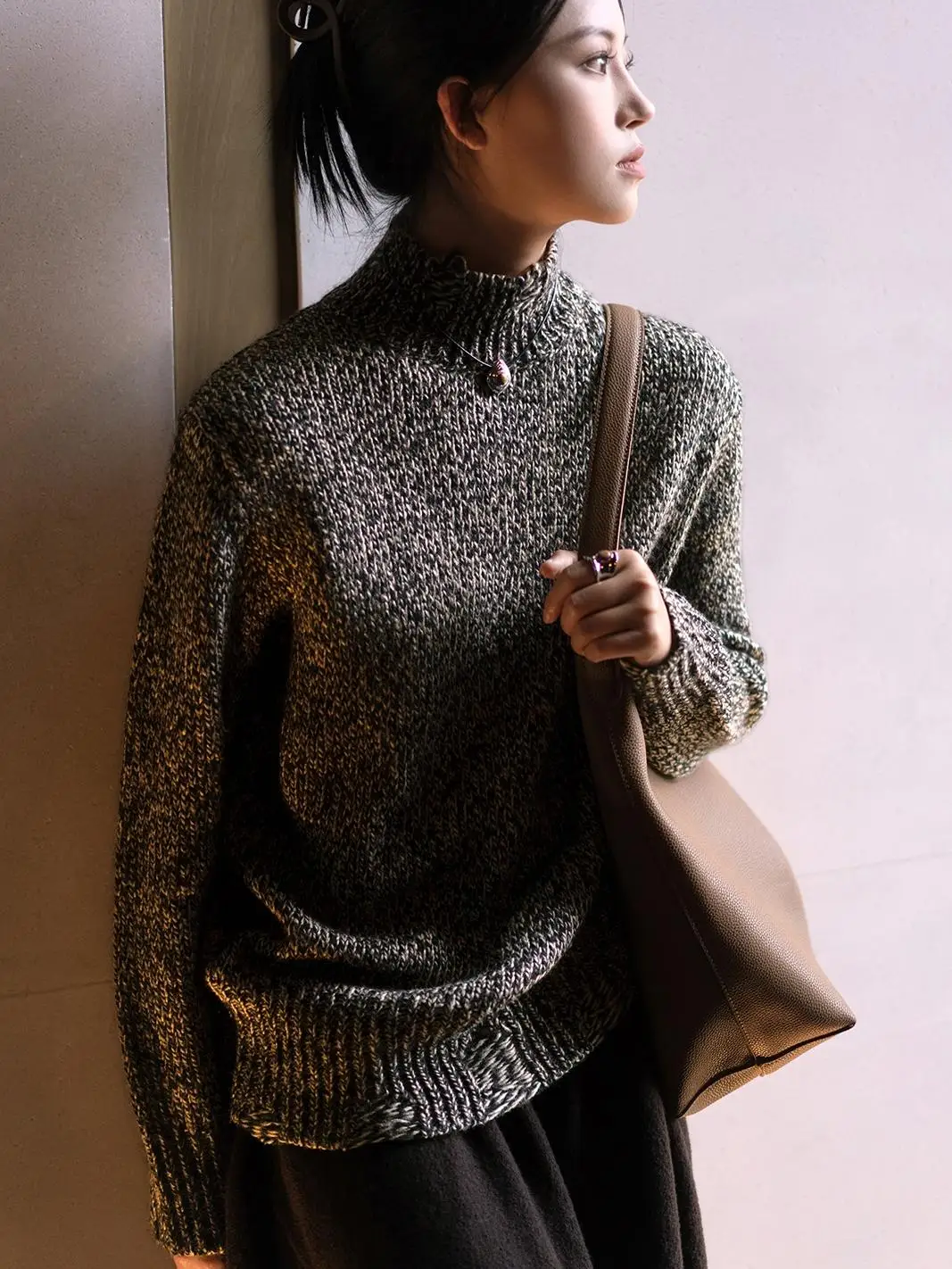 Original Casual Oversized Knit Sweater f High Collar Lazy Stand Collar Thi Woolen irt Autumn Winter Faion Commute Sle - AliExpress Sweaters&Jumpers