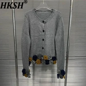 HKSH Autumn New Women Sweater Three-dimensional Flower Patchwork Single Breasted High Street Casual Ins Knitted Cardigan HK11399 - AliExpress Sweaters&Jumpers