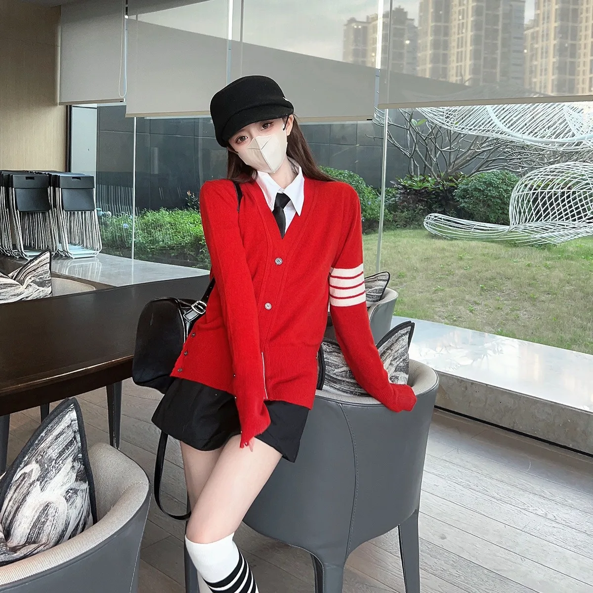 New Year Special Red High-Defn Knitted Cardigan V-Ne Woolen Jaet Autumn 2023 Preppy Sle Women's Open-irt Knitwear - AliExpress Sweaters&Jumpers