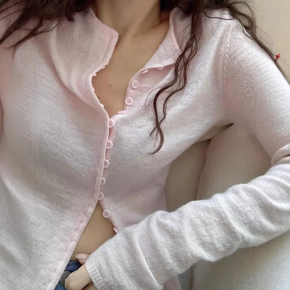 H25 Sle East Gate Slim Fit Thin Skin Friendly Knitted Pure Cotton Open Cardigan Color Single Button Korean Sle Top - AliExpress Sweaters&Jumpers