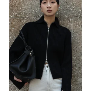 Spring 2024 Early American Design Woolen Knitted Cardigan Sweater Double Zipper Open Sle Women's Faion Spring Autumn Wear - AliExpress Sweaters&Jumpers