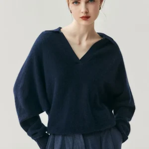 Chic Autumn Winter Sweater Women's 100% Cashmere Sweater Pullover High-end Clothing Polo Big V-Neck Pullover Office Lady Knitted - AliExpress Sweaters&Jumpers