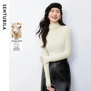 SENTUBILA Women's Wool Sweaters Turtleneck Long Sleeve Pullovers 2026 Autumn Winter Solid Versatile Soft Female Tops W53HI3063 - AliExpress Sweaters&Jumpers