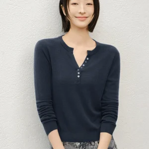 Acetate Camere Knitwear Henry Collar Base irt Friday Simple Casual Sle Women's Long Sve ort Length  Color - AliExpress Sweaters&Jumpers