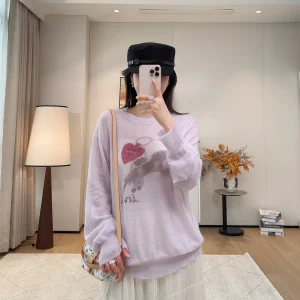 Ladies Long Sleeve Knitted Woolen T-Shirt Cashmere Yarn Print Loose Fit Slimming Frayed  Casual Style Fashion Top - AliExpress Sweaters&Jumpers