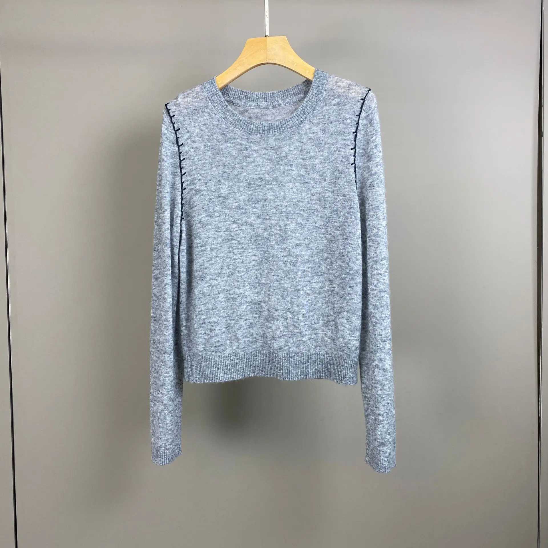 2025 Autumn And Winter New Contrast Color Wool Blend Sweater Fashionable Versatile Casual Slim Sweater - AliExpress Sweaters&Jumpers